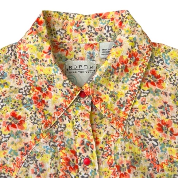 Roper Floral Long Sleeve Snap Front Fitted Top Size XS - Picture 7 of 12